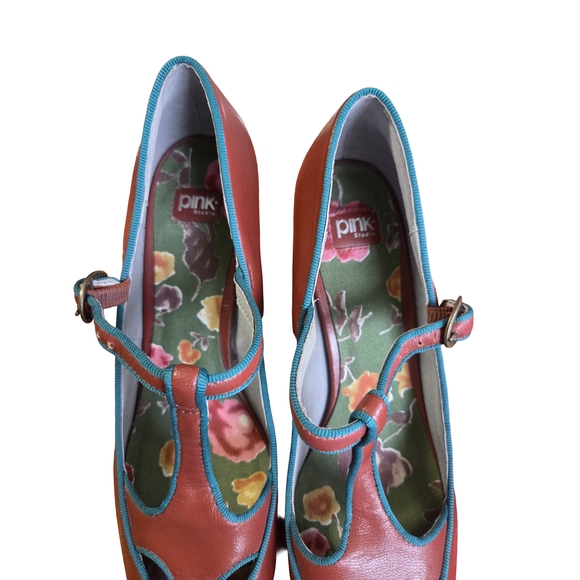 PINK Victoria's Secret Tan and Blue Heels - Picture 2 of 9